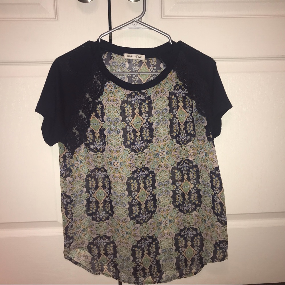 Navy Blue printed blouse